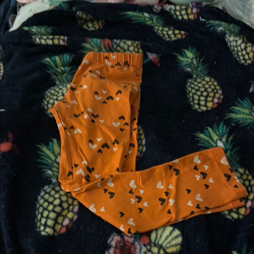 Cat & Jack Orange and Black Leggings with Botanical Motifs
